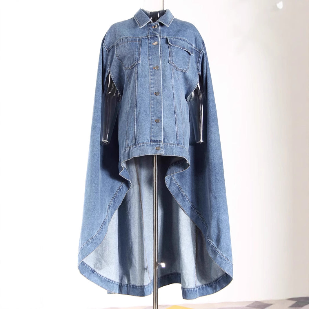 Women's Design Loose Single-breasted Cape Spring Washed Jackets