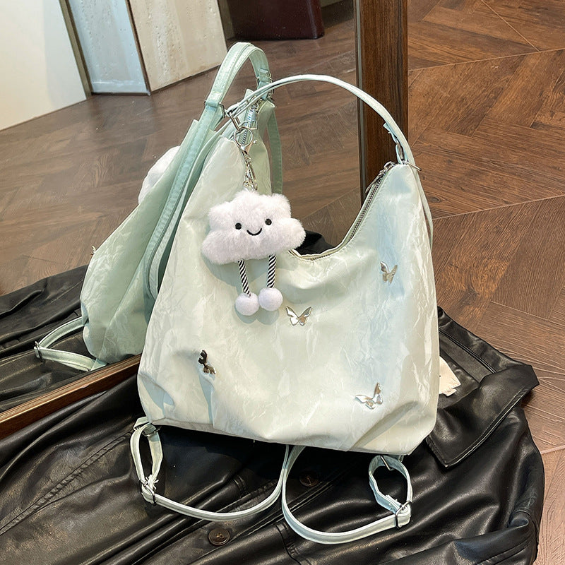 Soft Leather Large Capacity Butterfly Decorative Tote Bags