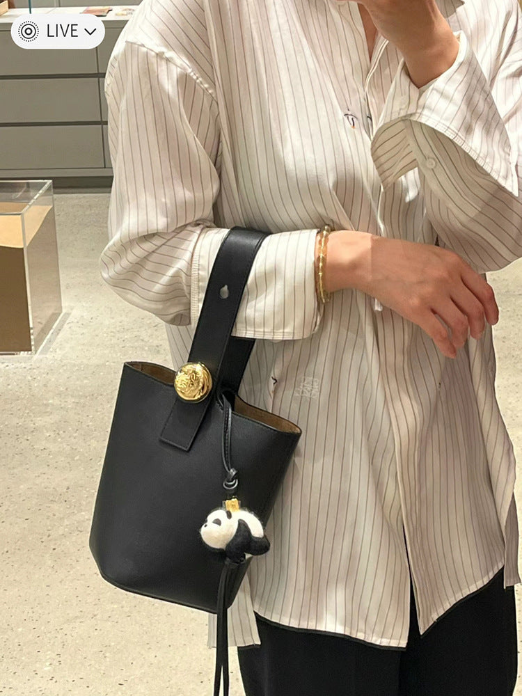 Attractive Elegant Trendy Women's Cowhide Portable Bucket Bags