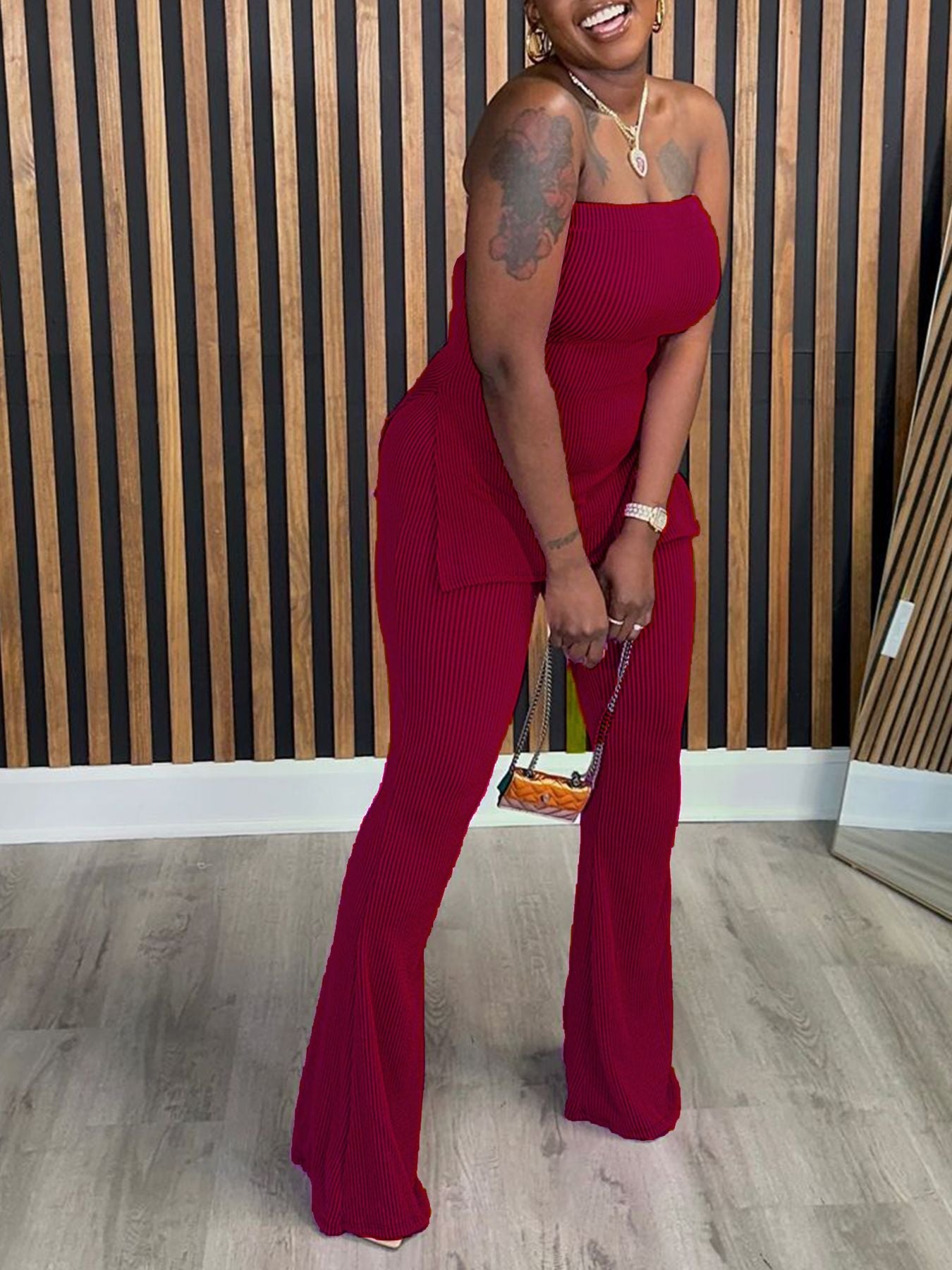 Bandeau Sexy Solid Color Ladies Two-piece Fashion Casual Suit
