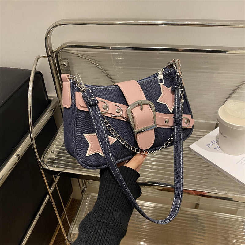 Women's Unique Sense Hot Denim Chain Portable Shoulder Bags