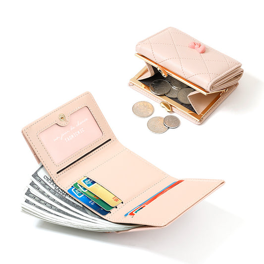 Women's Creative Short High-grade Bow Clip Ladies Wallets