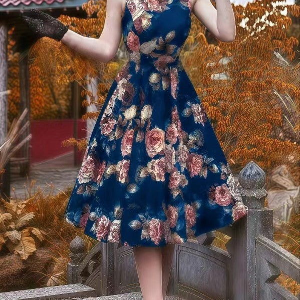 Women's Summer Retro Hepburn Style Fashion Sleeveless Dress
