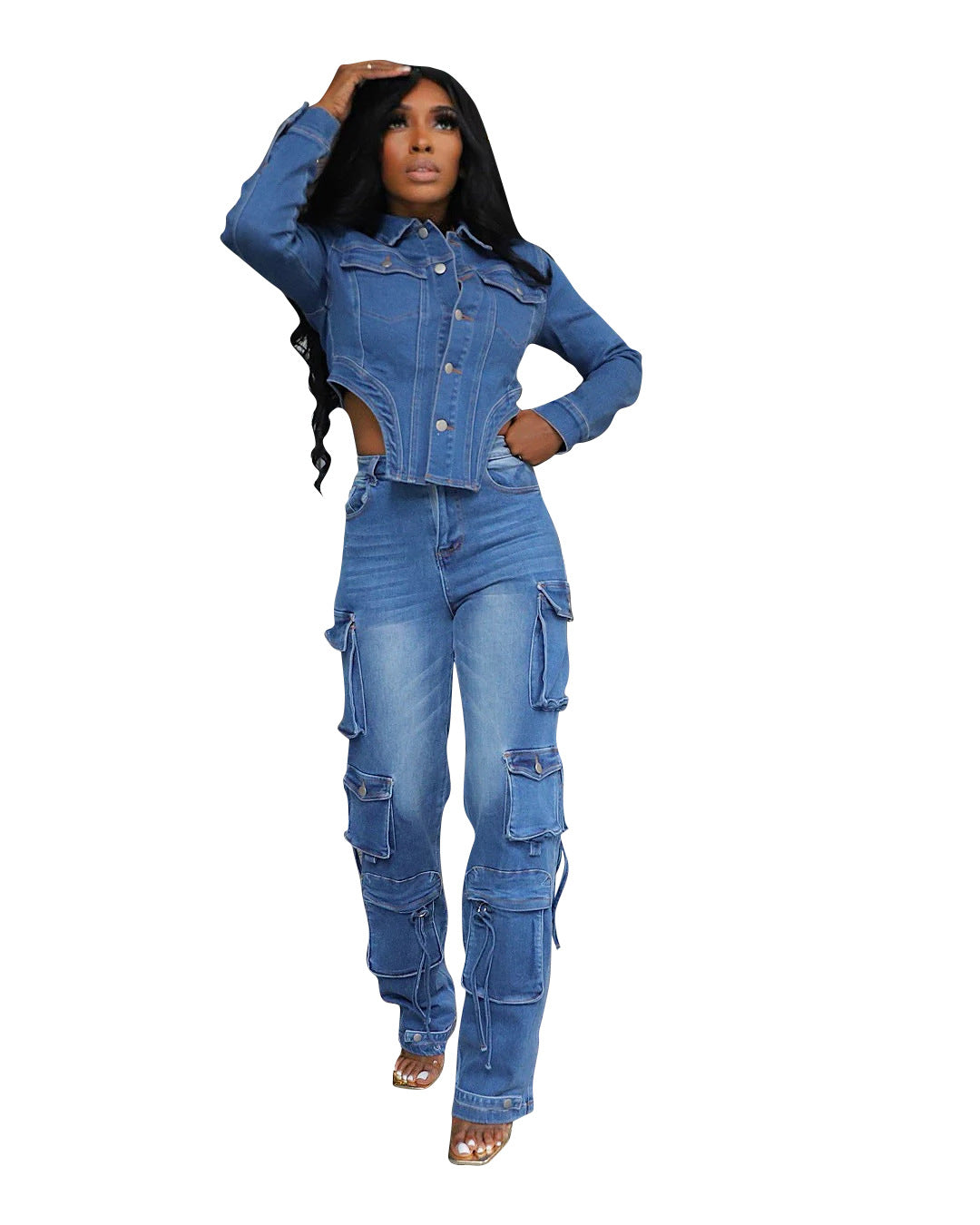 Women's Stylish Graceful Leisure Washed-out Denim Suits