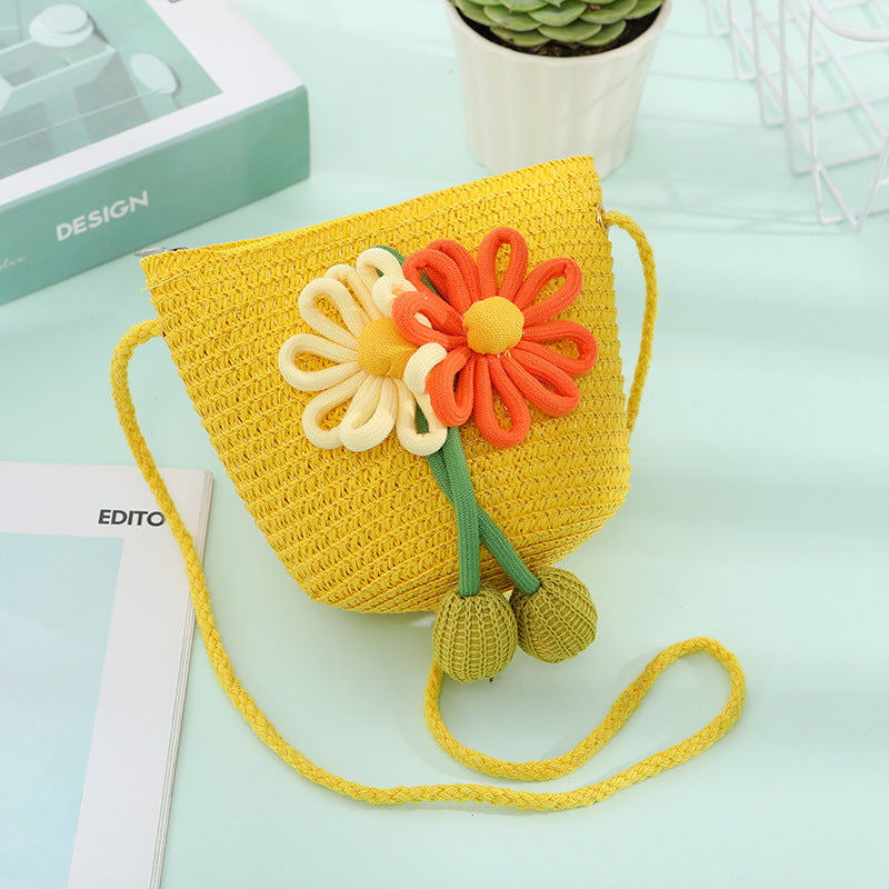 Women's & Children's Seaside Beach Weaving Straw Hat Pastoral Children's Coin Purse