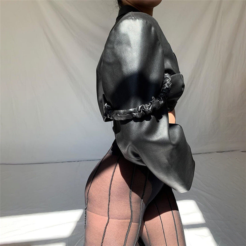 Women's Autumn Fashion Long Sleeve Lapel Bare Midriff Jackets