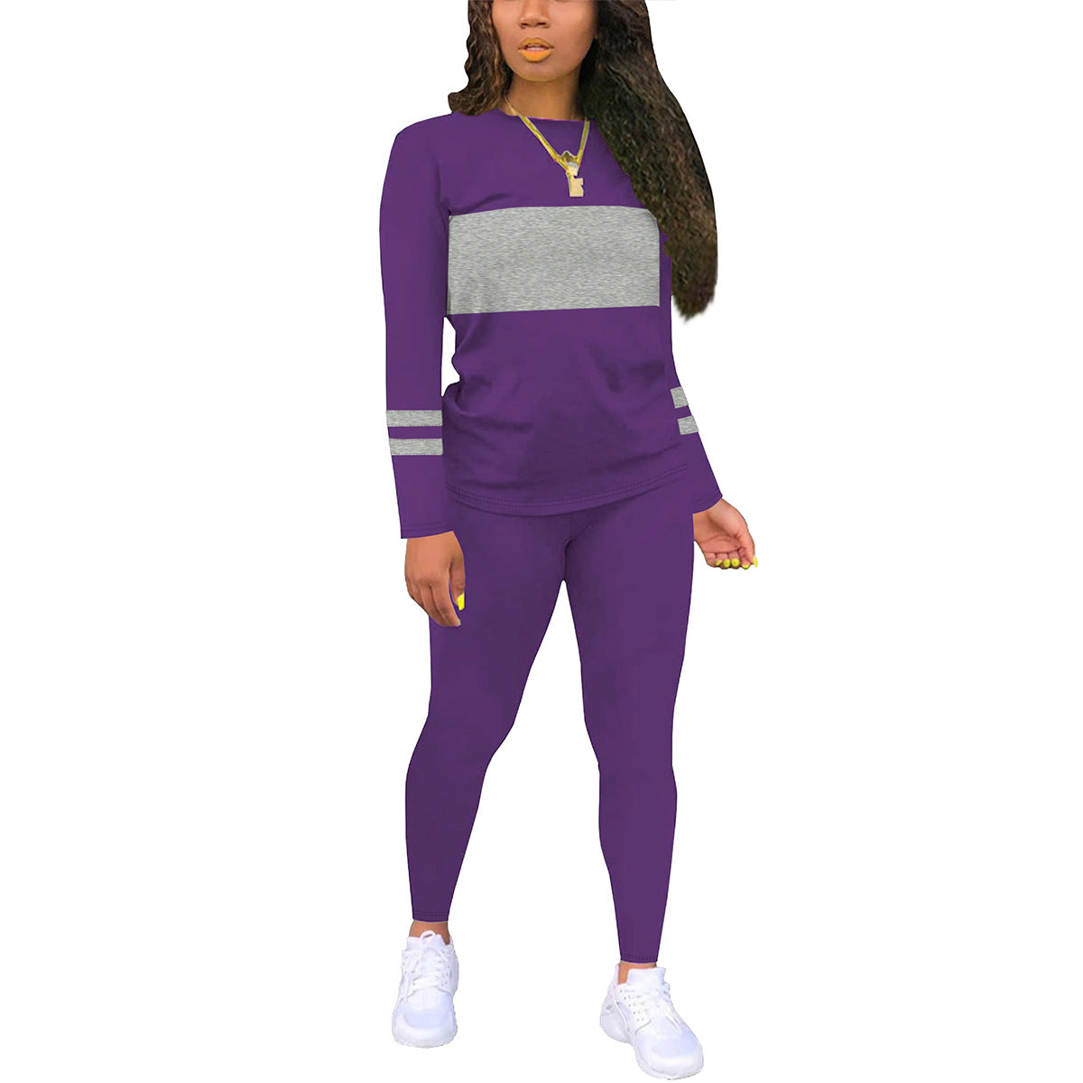 Women's Matching Round Neck Long Sleeve With Tight Suits