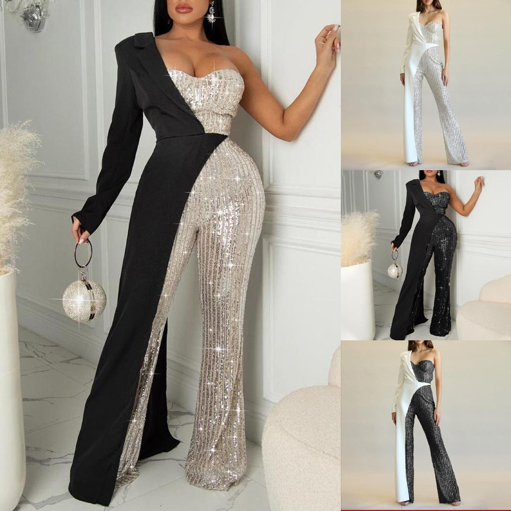 Women's Sier Stitching Sequined Fashionable Sequins Pants