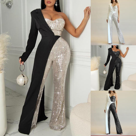 Women's Sier Stitching Sequined Fashionable Sequins Pants