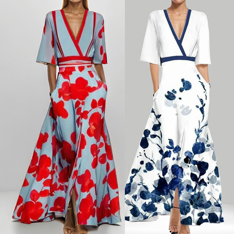Women's Elegant Graceful Printed Pleated Large Length Skirts