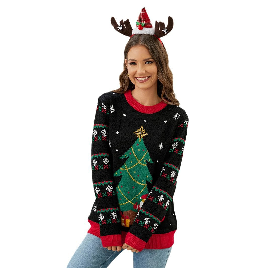 Women's Round Neck Christmas Tree Santa Claus Sweaters