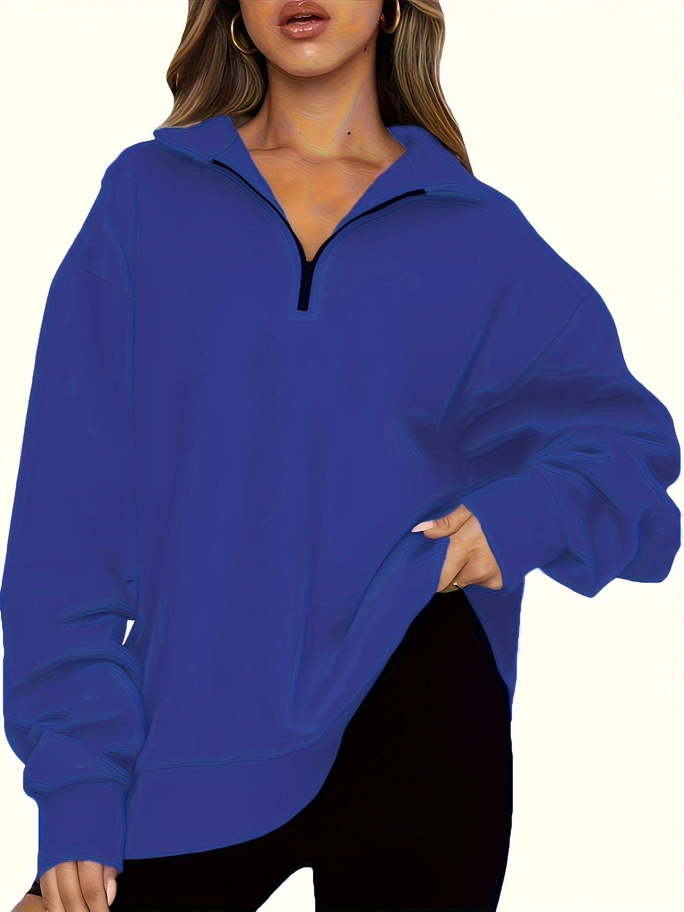 Women's Casual Half Zipper Pullover Long Sleeve Women's Sweater, Sweater