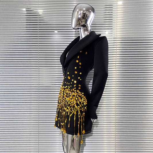 Luxury Rhinestone Sequins Pearl Sexy Low Dresses