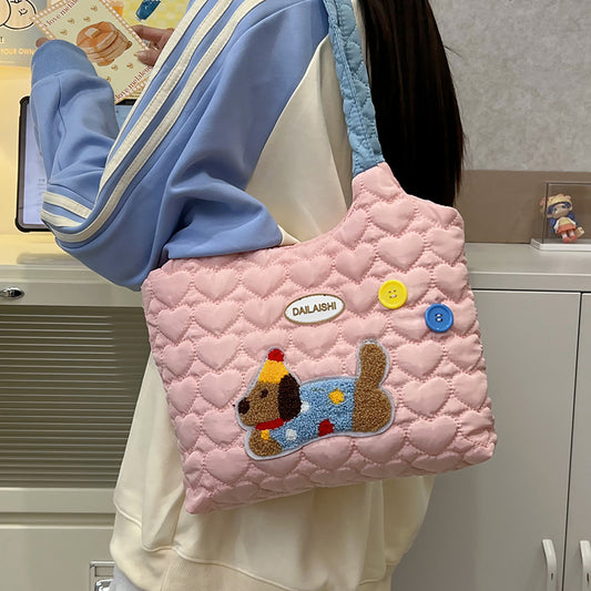 Style Cute Cartoon Sausage Dog Winter Shoulder Bags