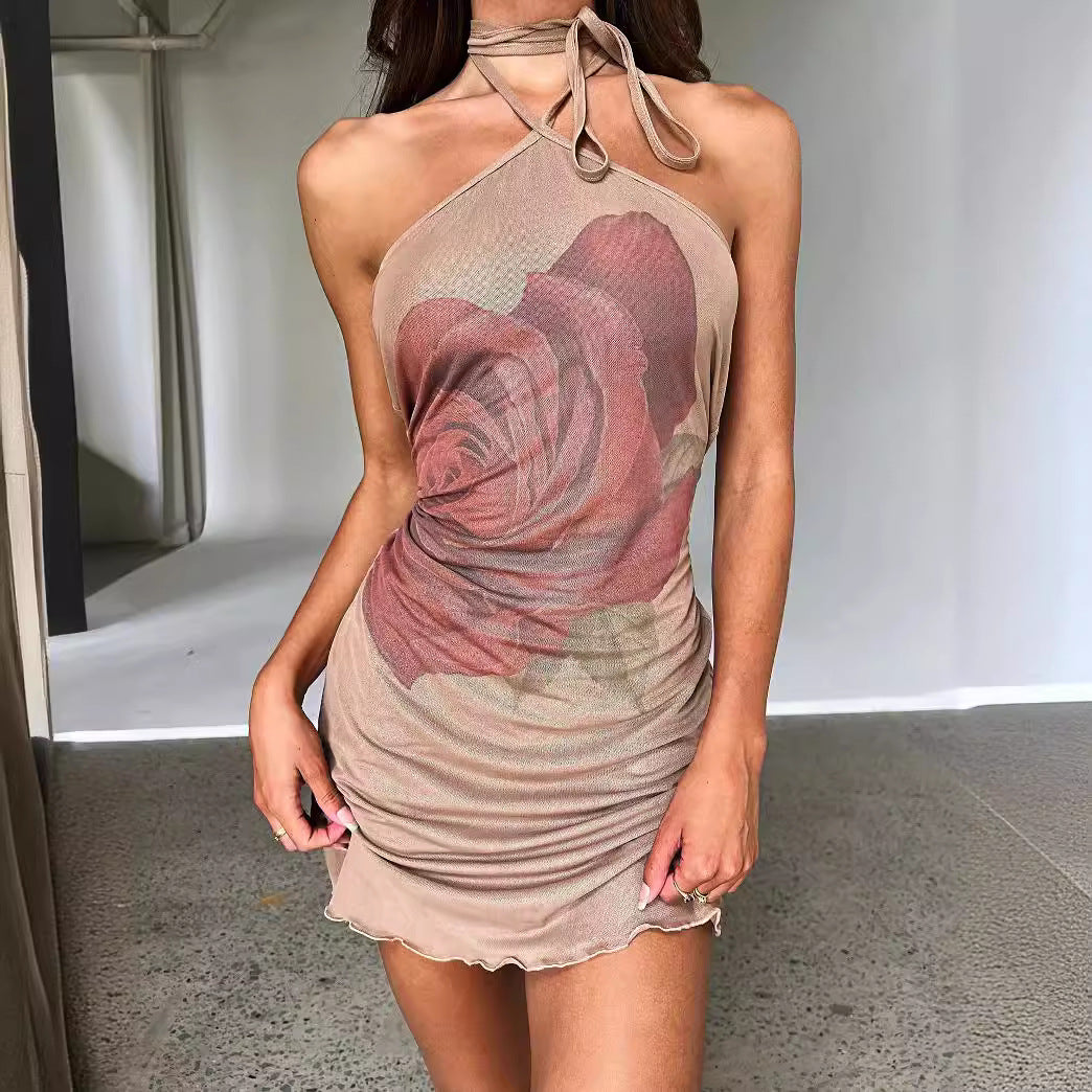 Classic Women's Sexy Hot Flower Halter Dress
