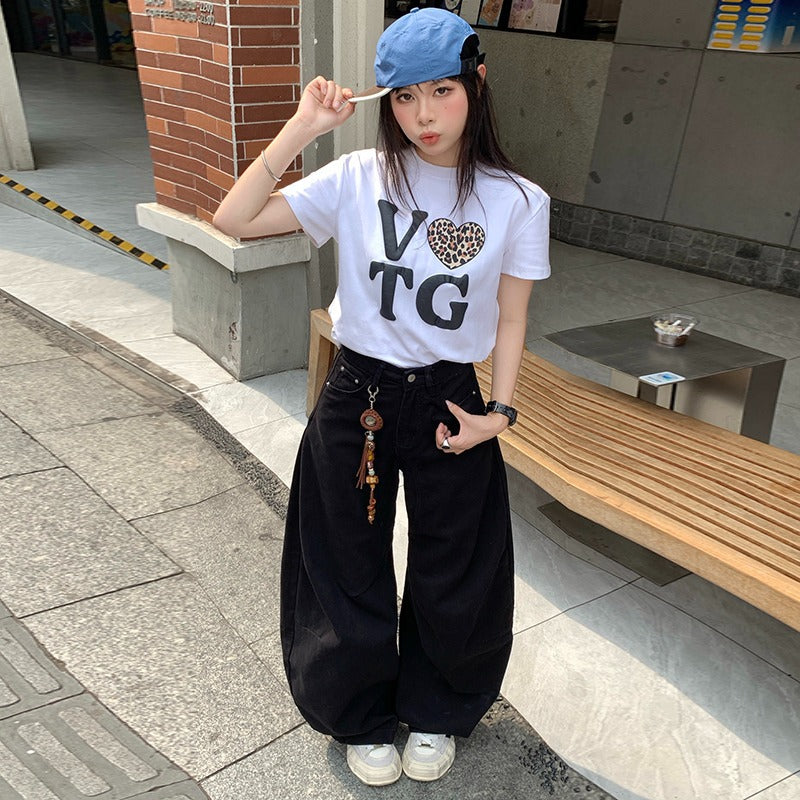 Women's Mei Style Retro Washed Loose Straight Pants