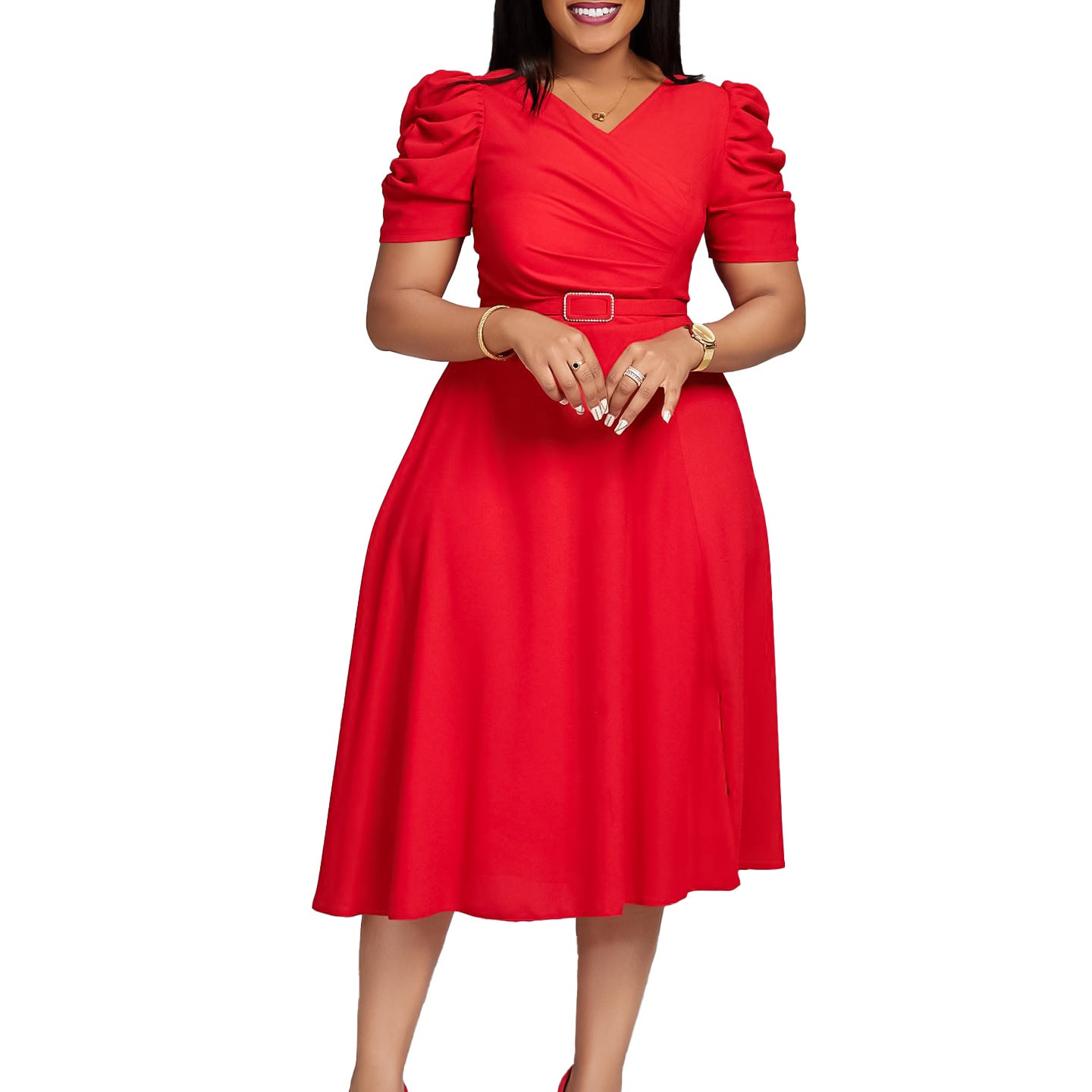 Women's Fashion Temperament Elegant Pleated Large Swing Dresses