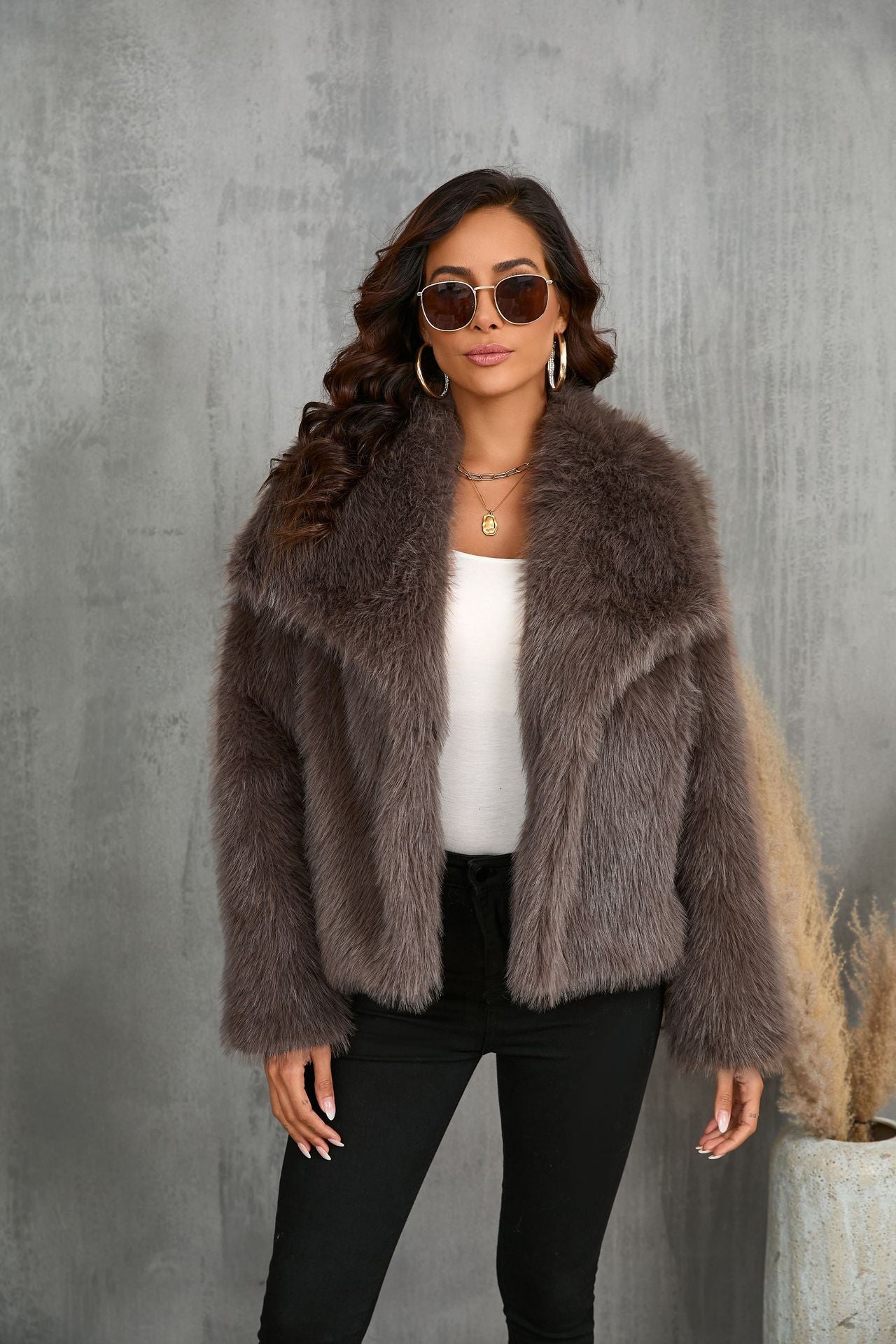 Women's Fur Large Lapel Faux Fashion Fox Coats