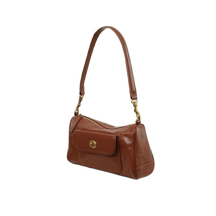 Women's Simple First Layer Cowhide Underarm Summer Bags