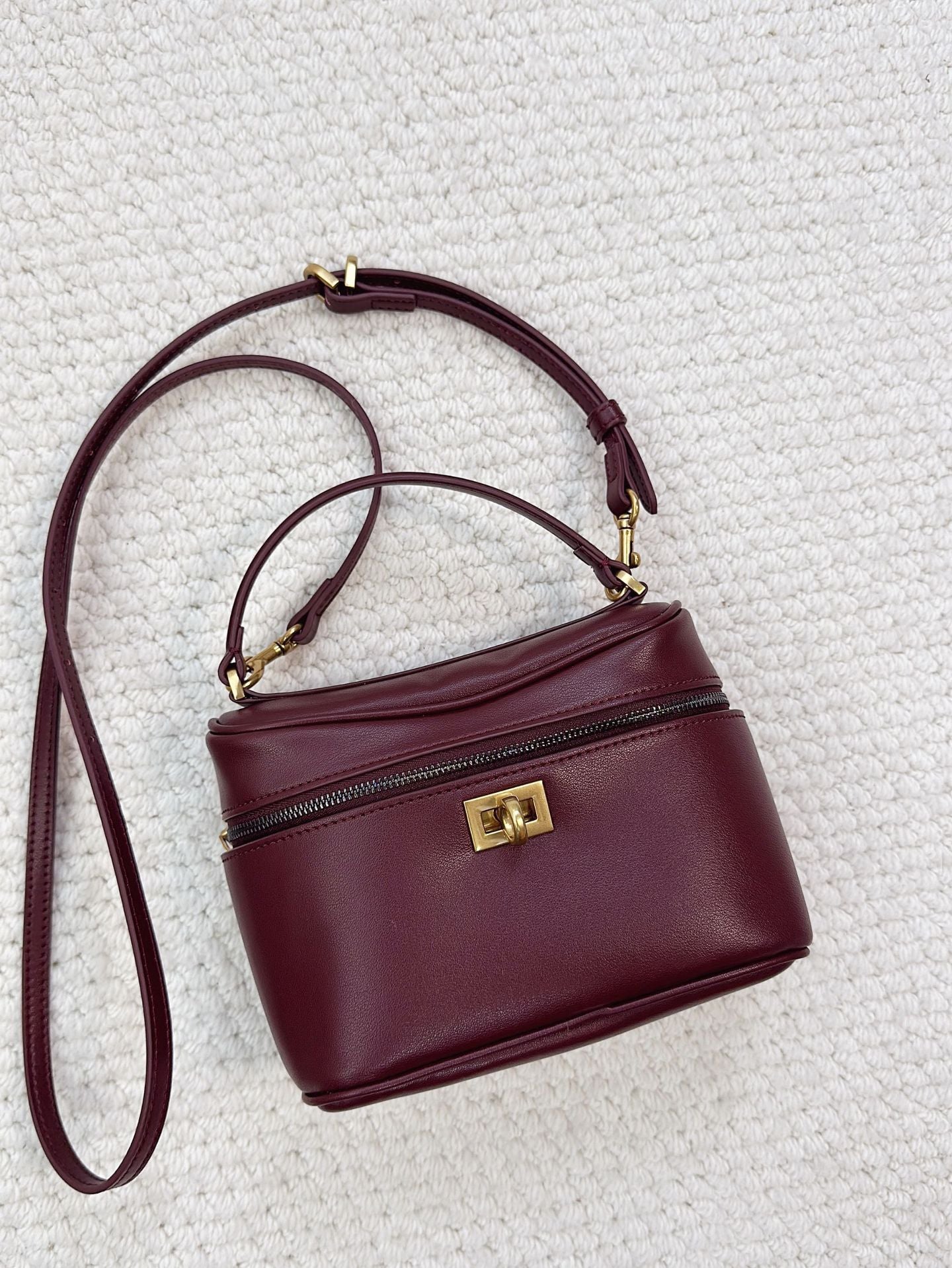 Matte Cowhide Lunch Box Large Capacity Crossbody Bags