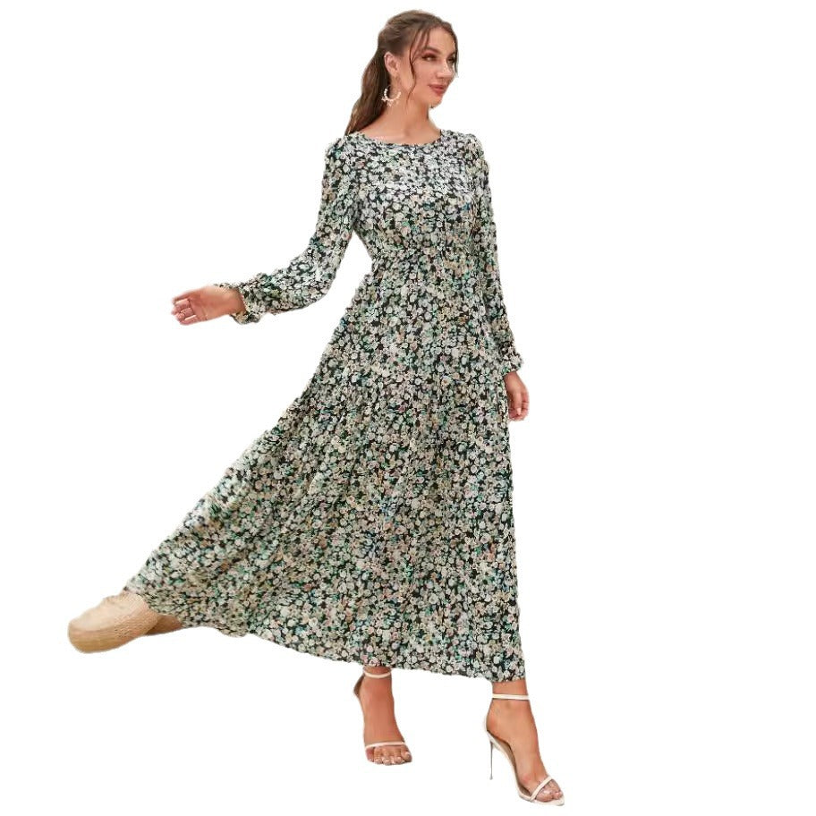 Print Daily Outdoor Round Neck Long Sleeve Dress