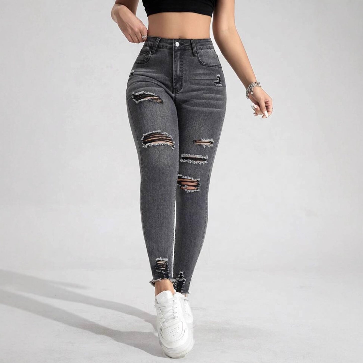 Women's Ripped Slim Stretch Denim Skinny Pants