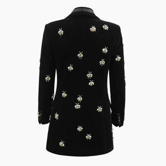 Classic Veet Beaded Bee Mid-length Female Blazers