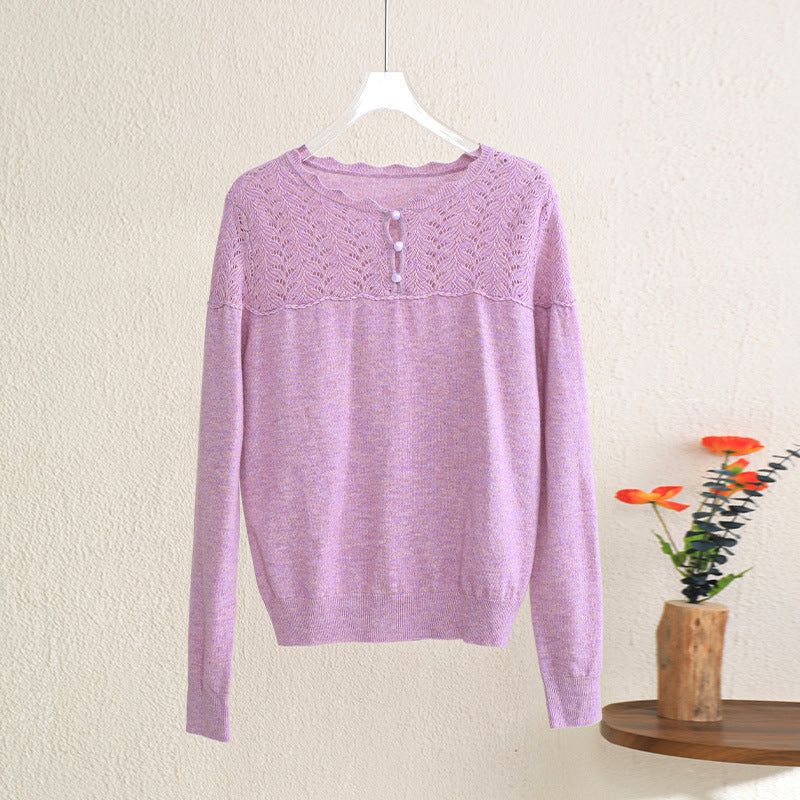Round Neck Long Sleeve Wool Cashmere Sweaters