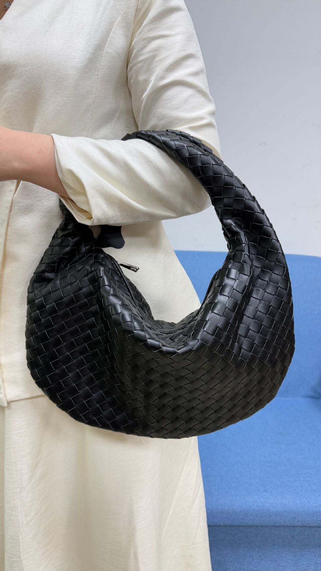 Women's Denim Woven Fashion Portable Horn Bags