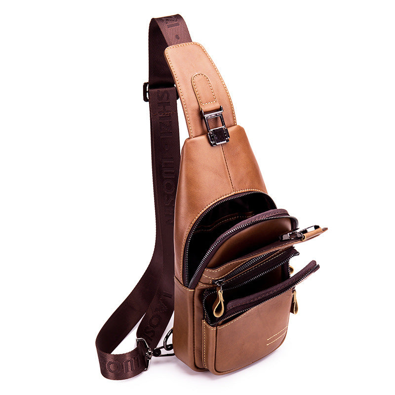 Men's Cowhide Versatile Fashion Large Capacity Men's Chest Bags