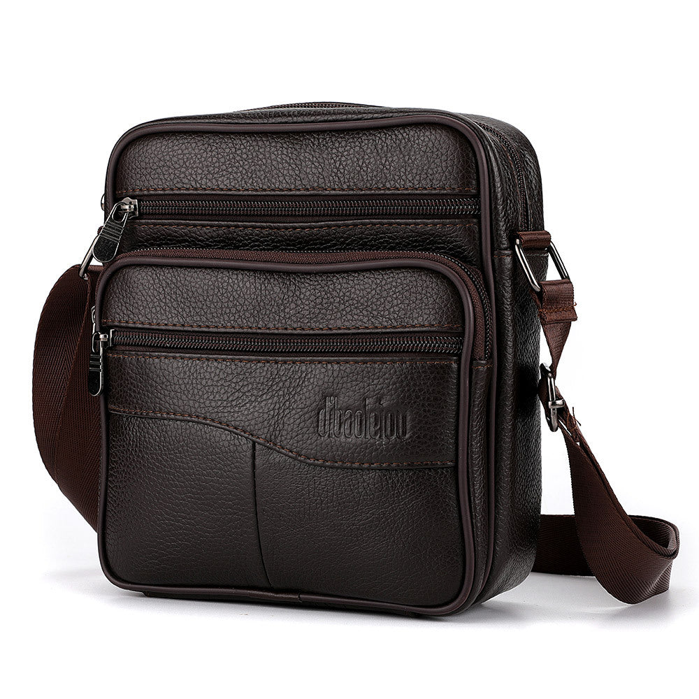 Men's Large Capacity Cowhide Leather Vertical High Men's Messenger Bags