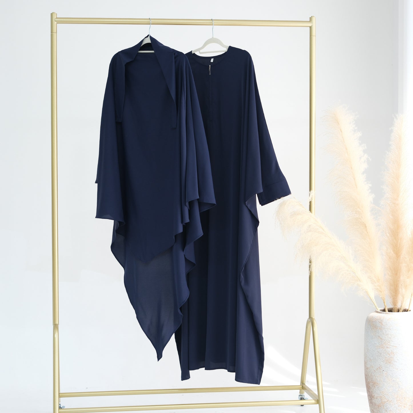 Swing Solid Color Batwing Sleeve Robe Dresses