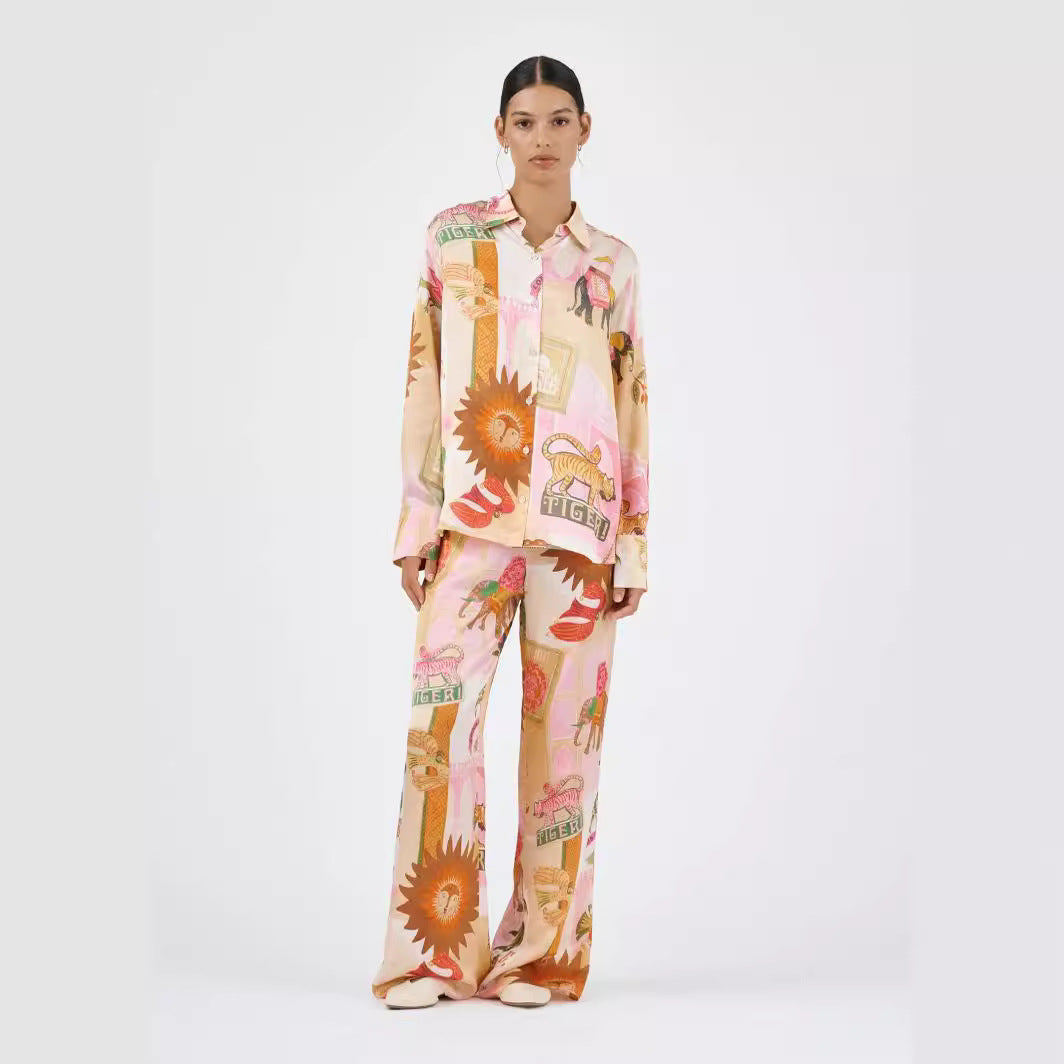Personalized Printed Macaron Long Linen Sleeves Suits