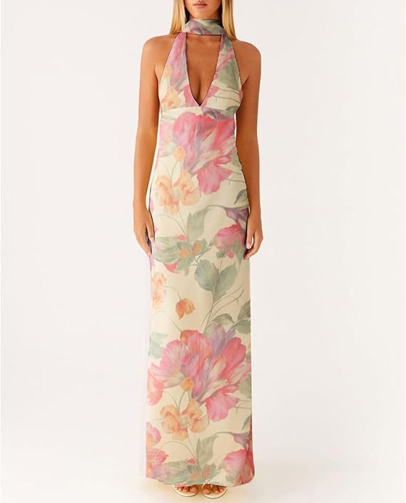 Women's Dress Deep Collar Backless Tight Formal Dresses