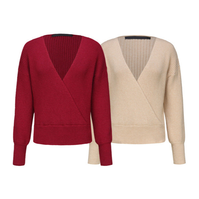Women's Pullover Low-cut Sexy Idle Style Slim Knitwear