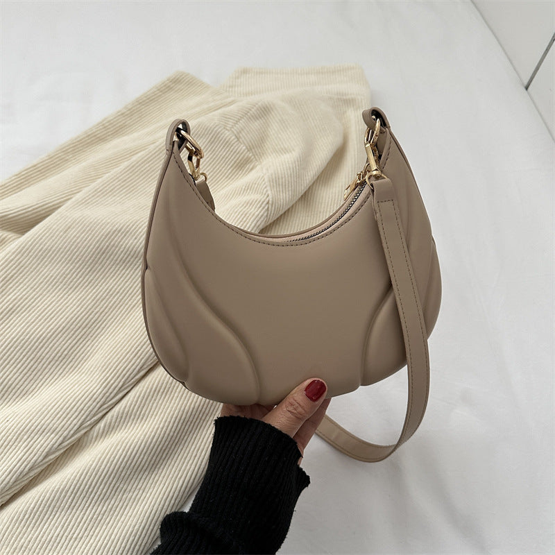 Women's Leather Autumn Underarm Tide Design Baseball Shoulder Bags