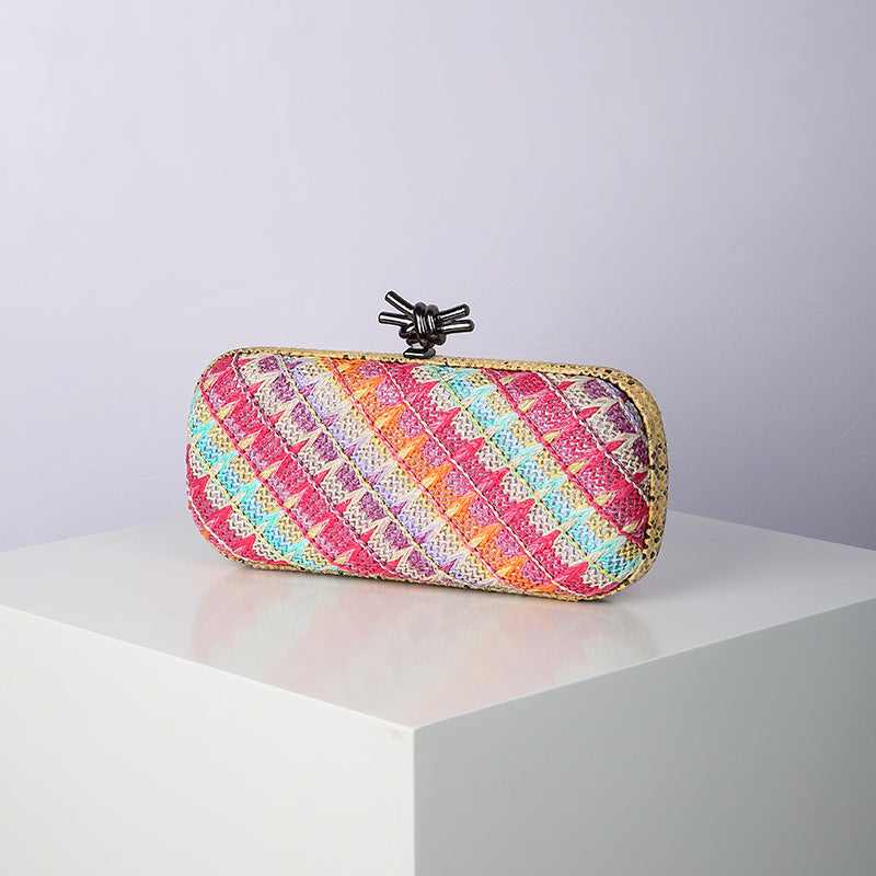 Women's Chain Dinner Grass Yam Woven Evening Bags