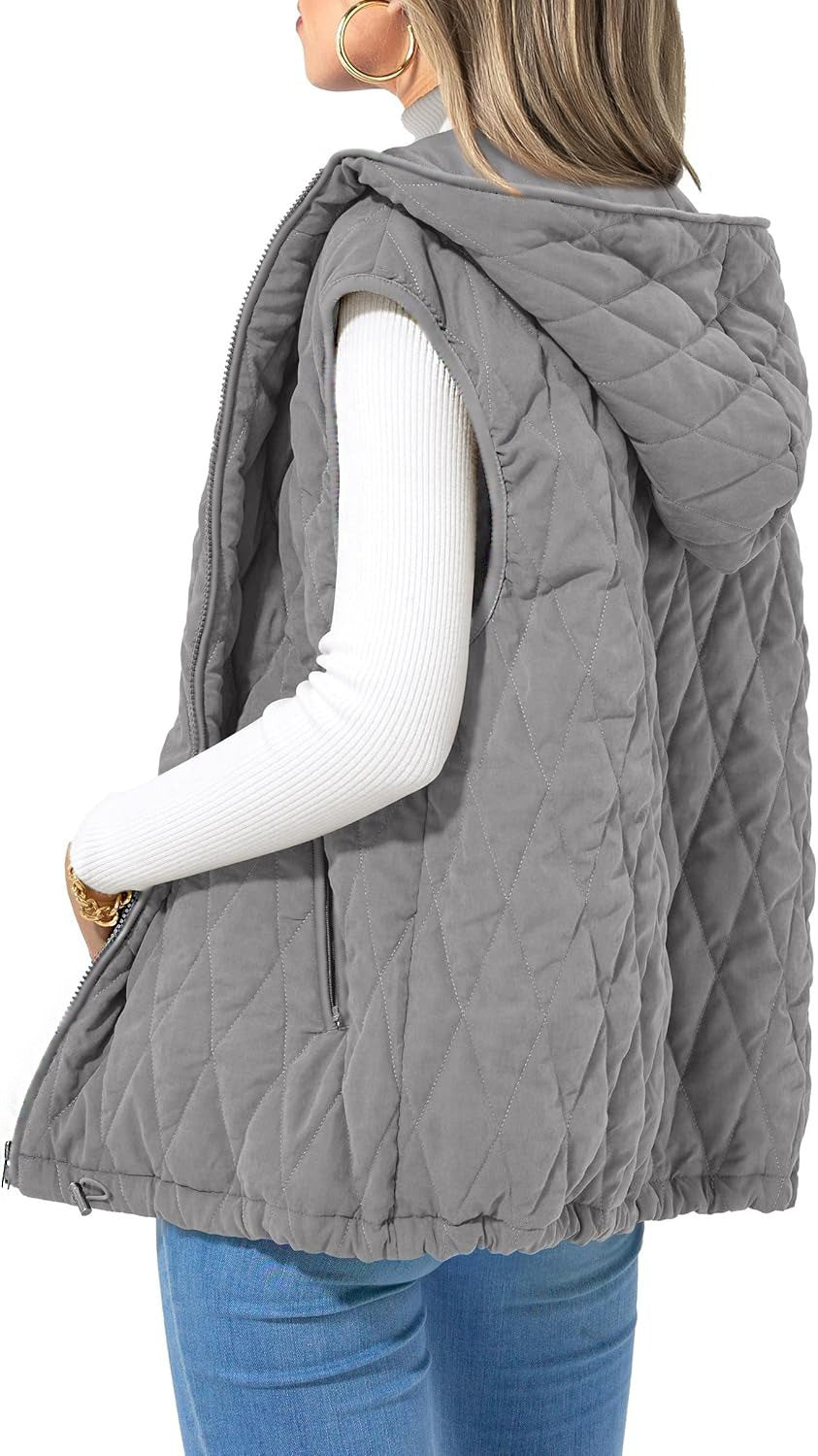 Ladies Hooded Waistcoat Lightweight Cotton Outer Vests