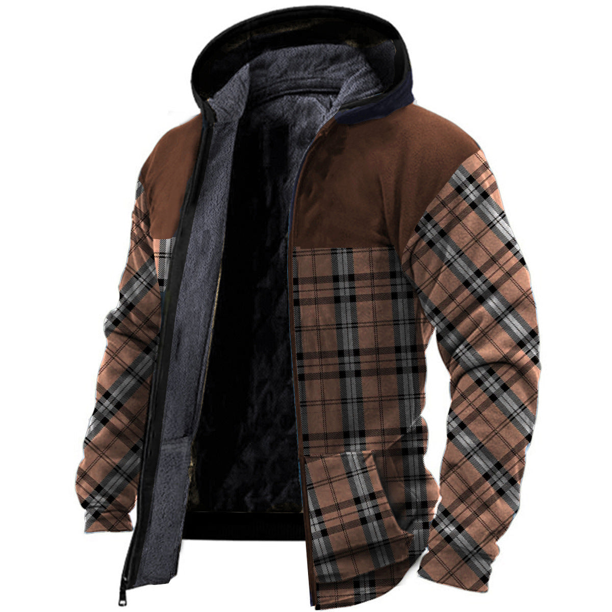 Men's Winter Hooded Printed Versatile Loose Veet Coats