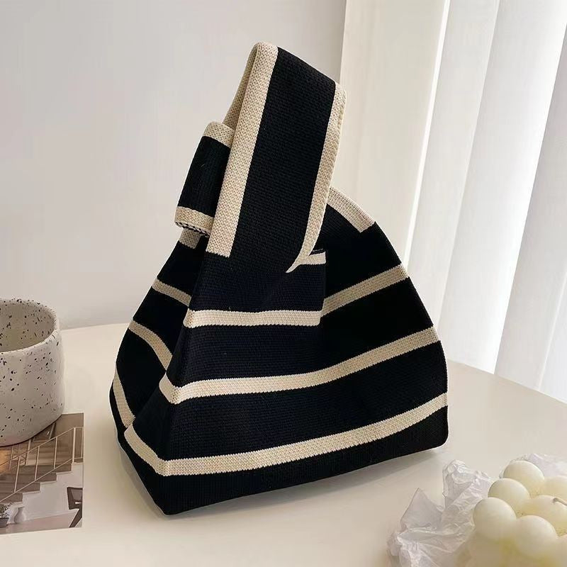 Women's Knitted Wool Version Hand Carrying Box Tote Bags