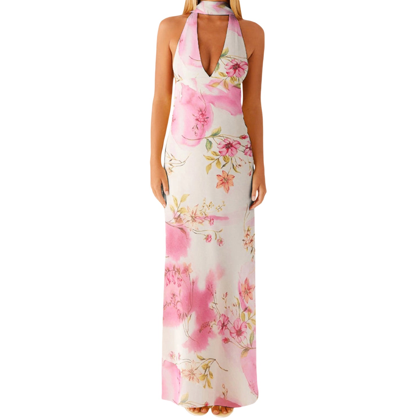 Women's Dress Deep Collar Backless Tight Formal Dresses