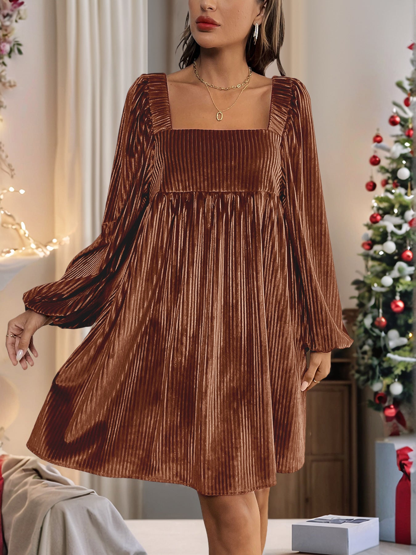 Light Dress Veet Square Collar Lace Dresses
