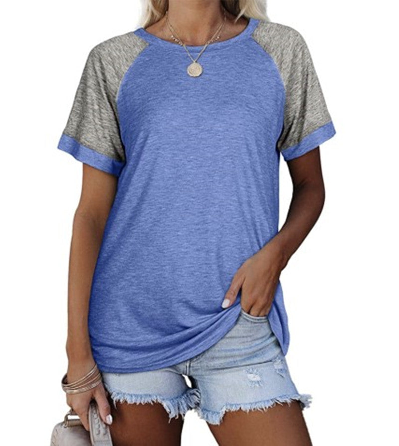Charming Women's Round Neck Multicolor Sleeve Tops