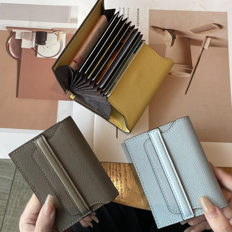 Women's Cowhide Large Capacity Multiple Slots Solid Card Holder