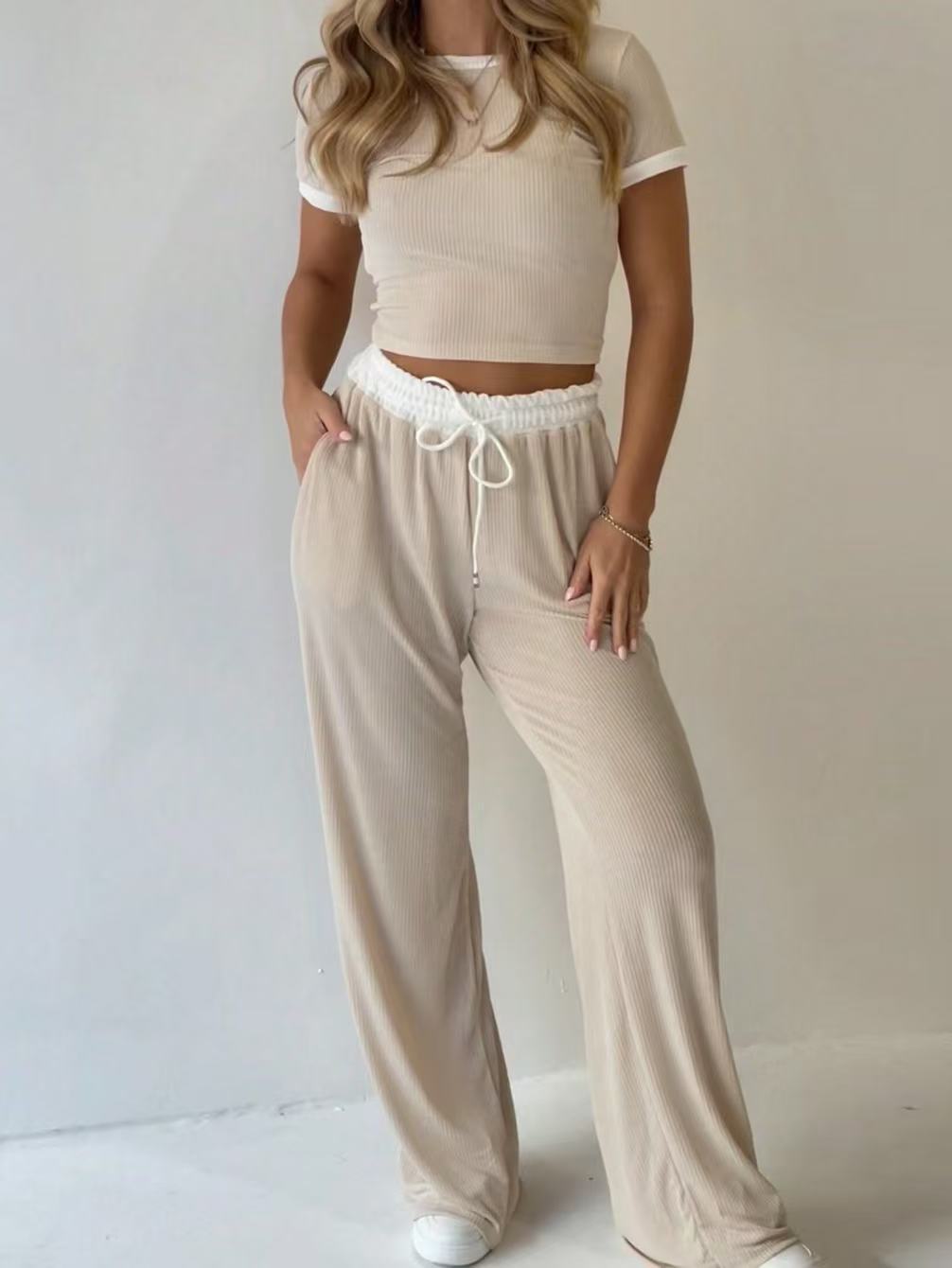 Women's Short-sleeved Commuter Sportswear Two-piece Home Wear Pants