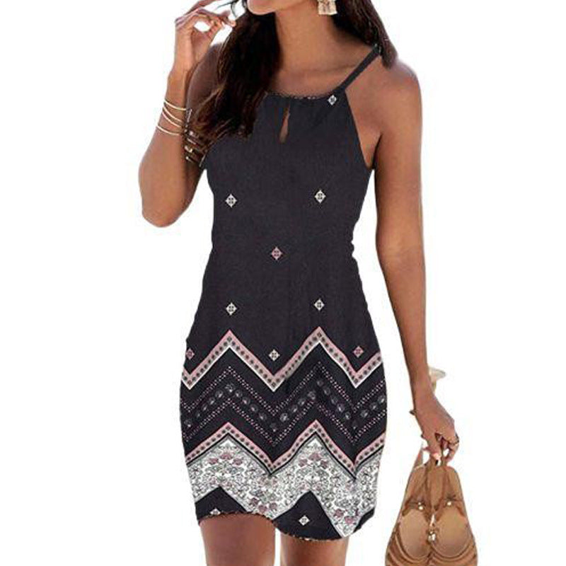 Women's Summer Positioning Flower Sling Slim Sleeveless Dress