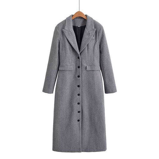Women's Long Woolen Waist Trimming Casual Elegant Coats