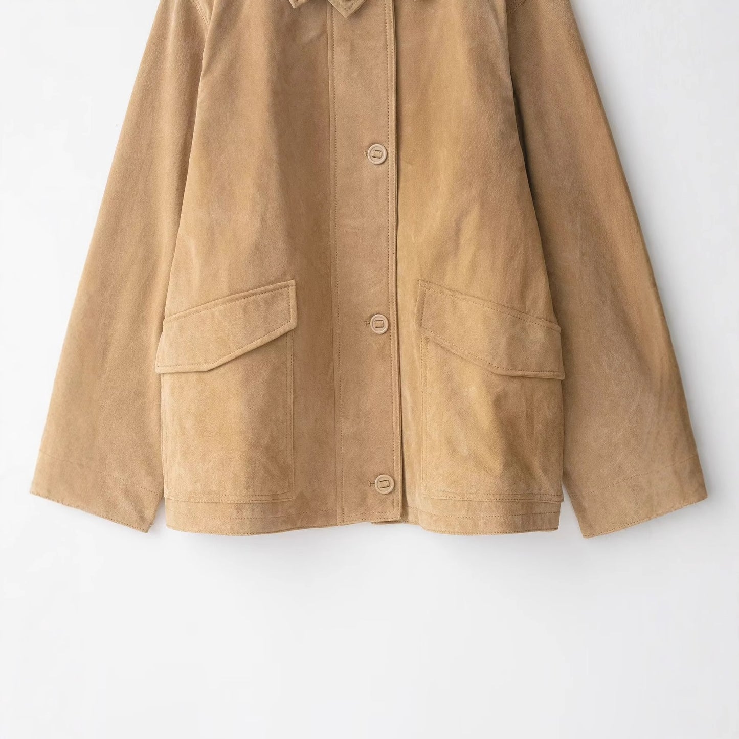 Women's Fashion Casual Suede Textured Leather Coats