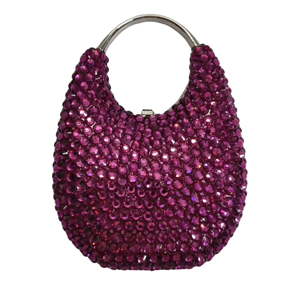 Women's Full Diamond Dinner Clutch Light Luxury Oval Portable Evening Bags