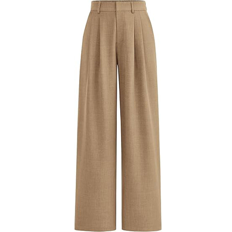 Women's High Waist Straight Business Trousers Casual Pants